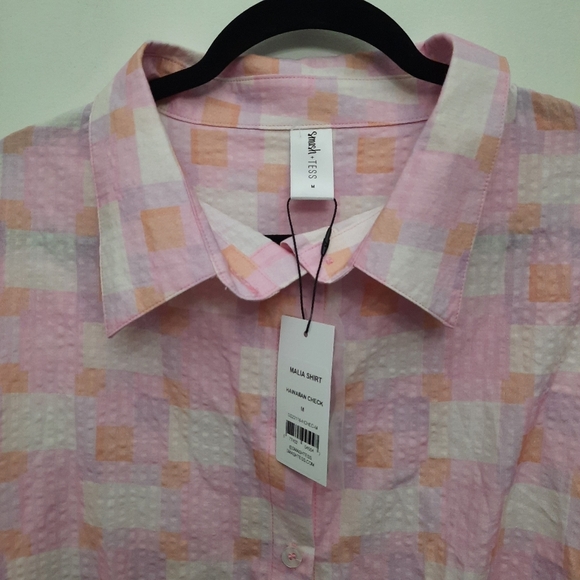 NWT Smash + Tess Malia Hawaiian Check Long Sleeve Button  Front Shirt - Picture 4 of 11